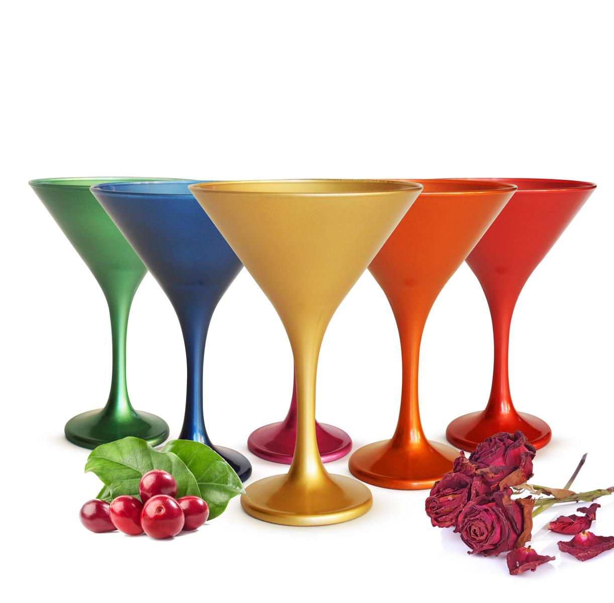 6 bunte Martinigläser Martinischalen Cocktailschale Cocktailgläser Trinkgläser