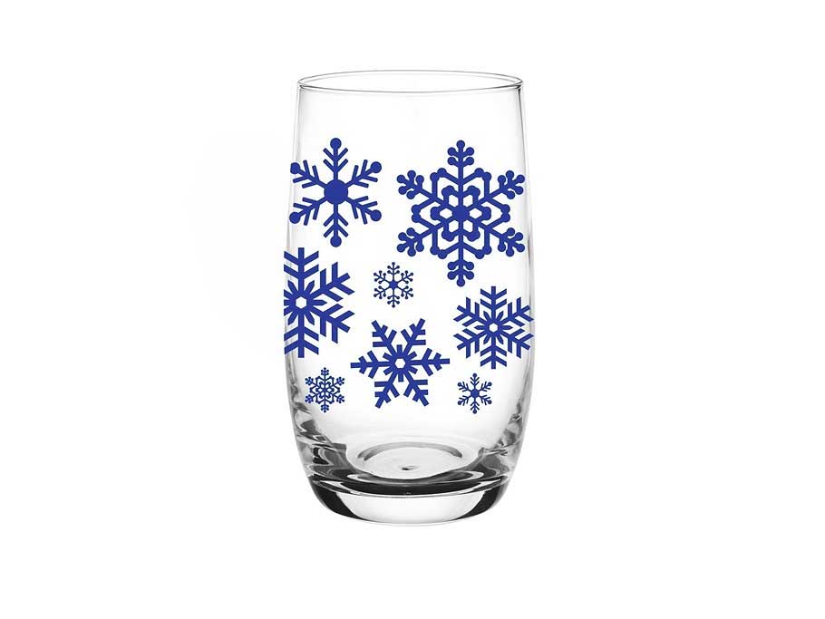 6 Longdrinkgläser 320ml mit blauen Schneeflocken Wassergläser Saftgläser Trinkgl