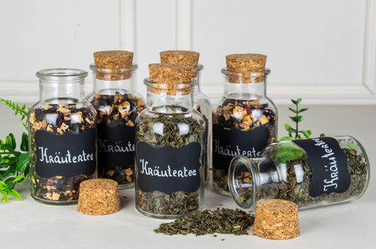 Pack of 2-30 spice jars with cork closure, 250 ml, blackboard field, chalk storage jar, spice jars, glass jar, storage jars