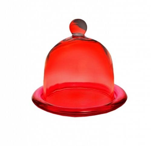 Glashaube mit Teller 9,5cm Rainbow Glasglocke Zitronenglocke Glasdom 6 Varianten