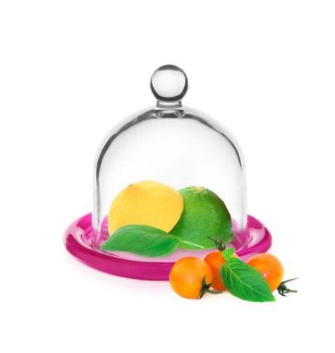 Glashaube mit Teller 9,5cm Glasglocke Zitronenglocke Zwiebelglocke Glasdom 6 Varianten