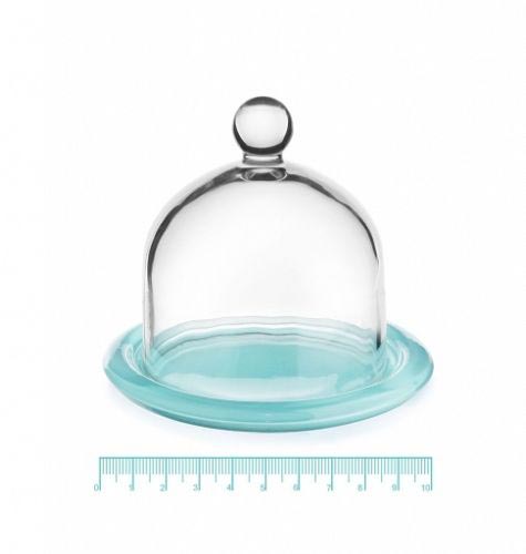 Glashaube mit Teller 9,5cm Glasglocke Zitronenglocke Zwiebelglocke Glasdom 6 Varianten