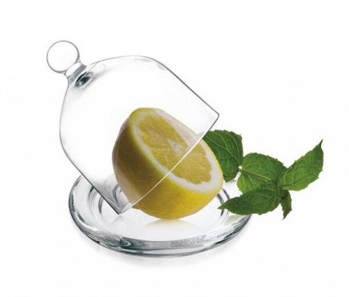 Glashaube mit Teller 9,5cm Glasglocke Zitronenglocke Zwiebelglocke Glasdom 6 Varianten
