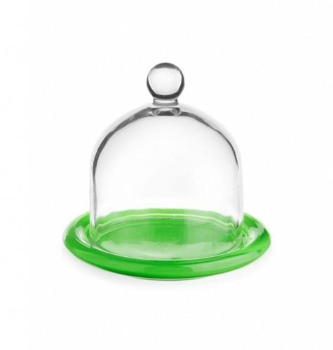 Glashaube mit Teller 9,5cm Glasglocke Zitronenglocke Zwiebelglocke Glasdom 6 Varianten