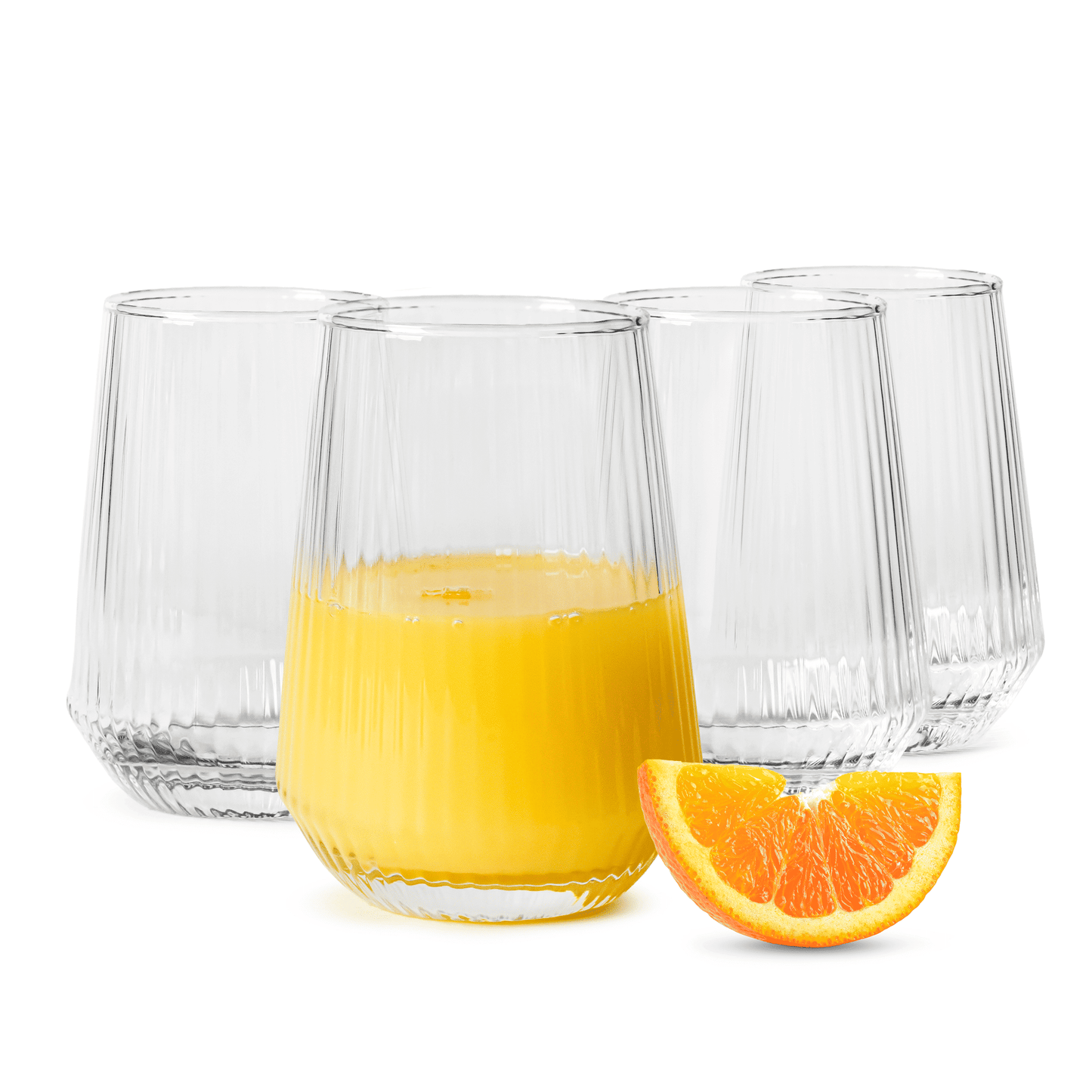 Sendez Trinkgläser 6er Set 400 ml geriffelt Glas moderne Wassergläser Saftgläser für Wasser Saft Cocktails stilvolle Gläser hochwertig spülmaschinengeeignet