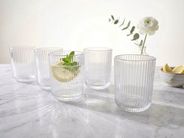 6er Set Trinkgläser mit Relief 270 ml Wassergläser Saftgläser Cocktailgläser