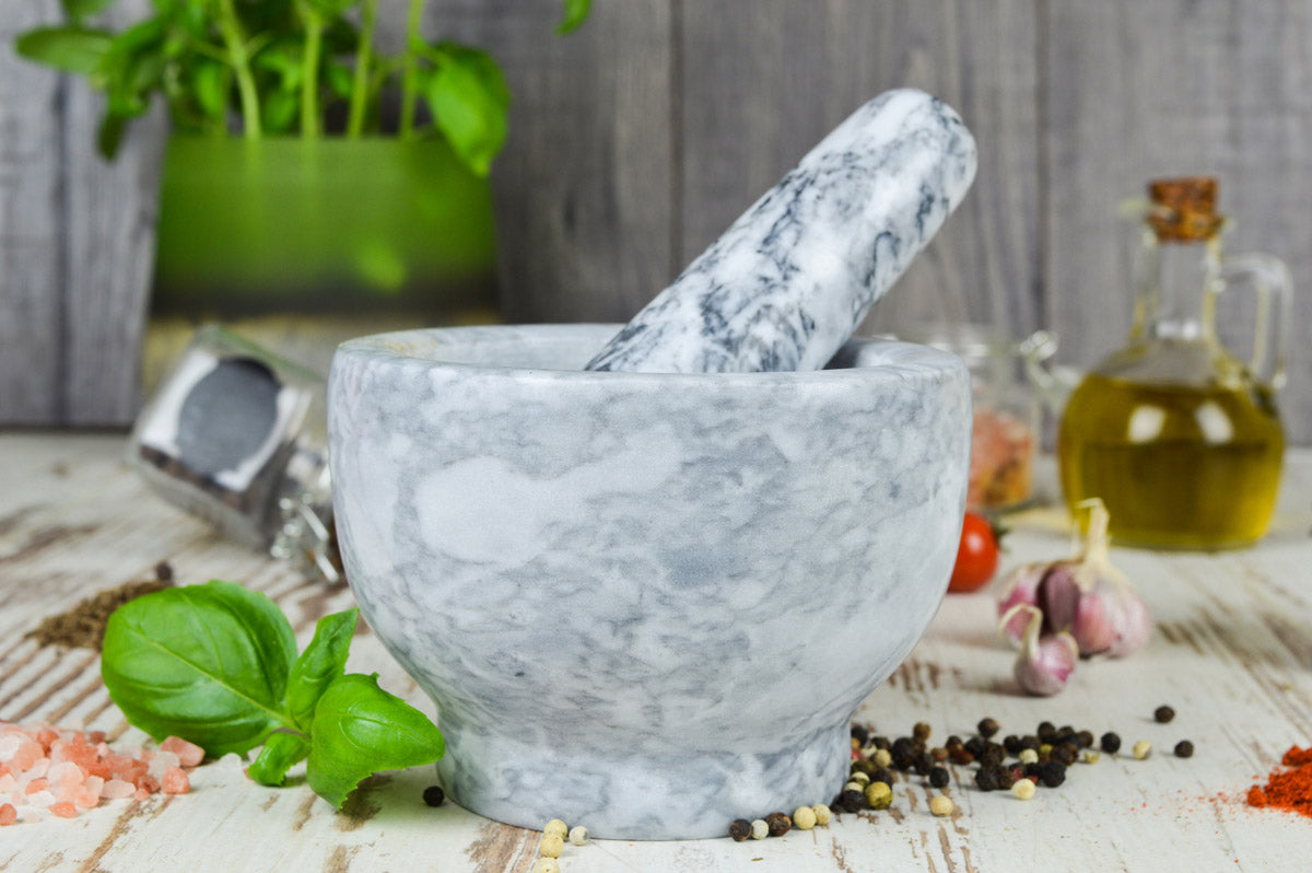 Mortar with pestle 2 pieces made of marble Ø13 Schlegel crusher spice mortar 2.3 kg