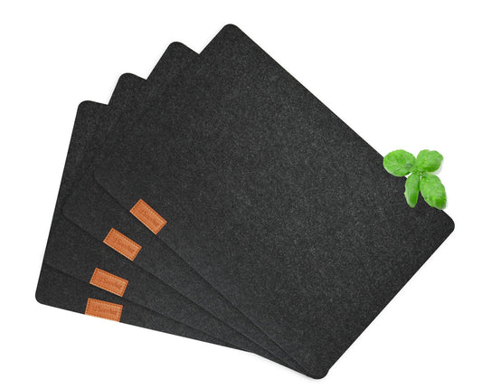 4 dessous de verre de table en feutre 43x23cm set de table set de table set de table dessous de verre gris foncé