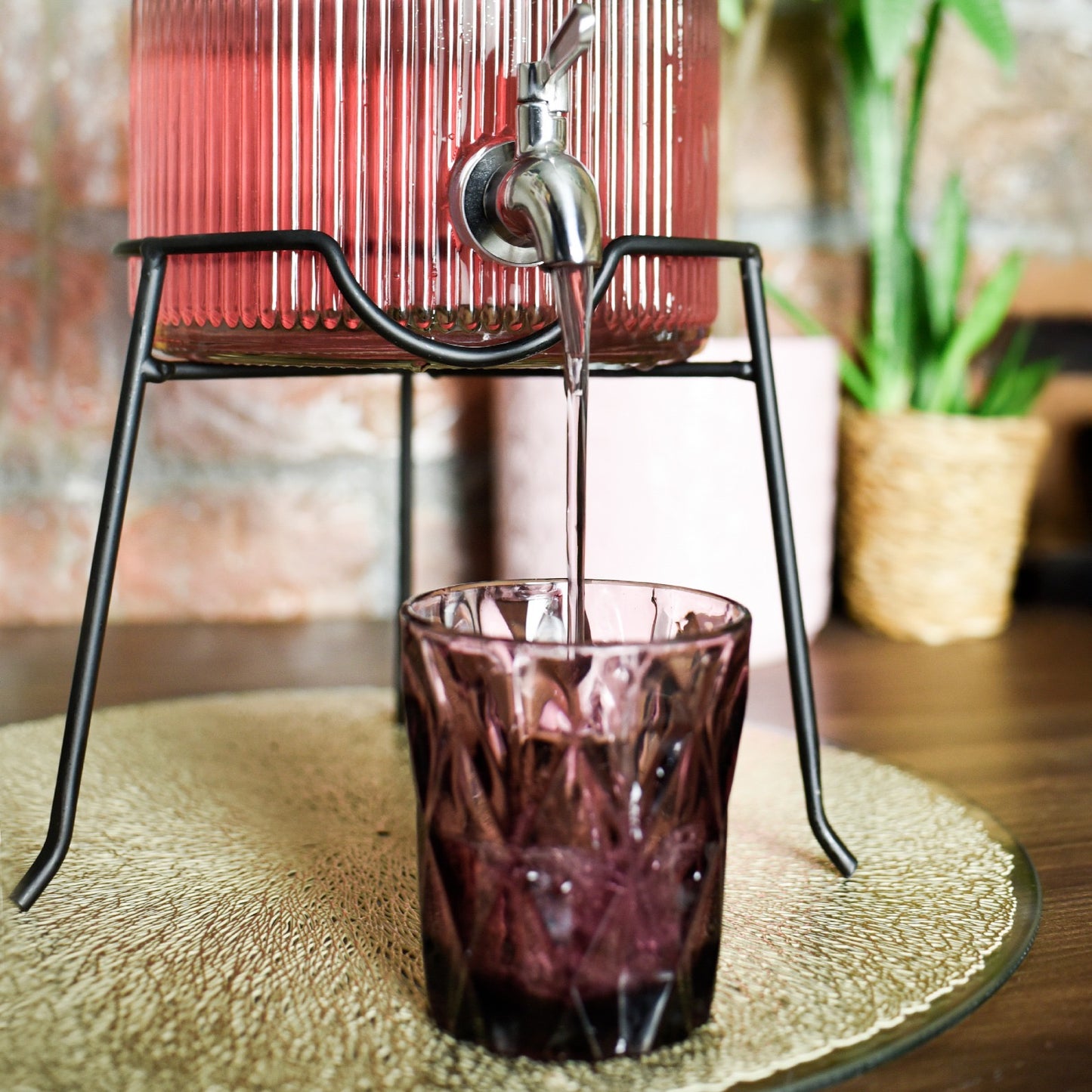 Getränkespender 5 Liter mit Zapfhahn aus Edelstahl Ständer Wasserspender Saftspender Dispenser