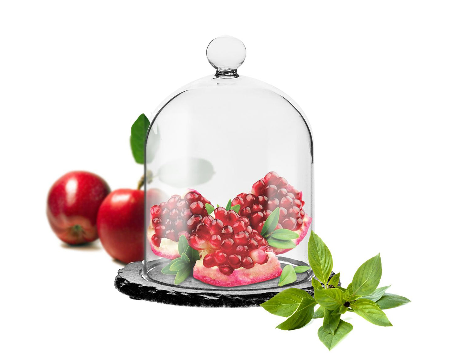 Cloche en verre sur plaque d'ardoise 9x12x15cm hotte en verre dôme en verre cloche hotte en verre