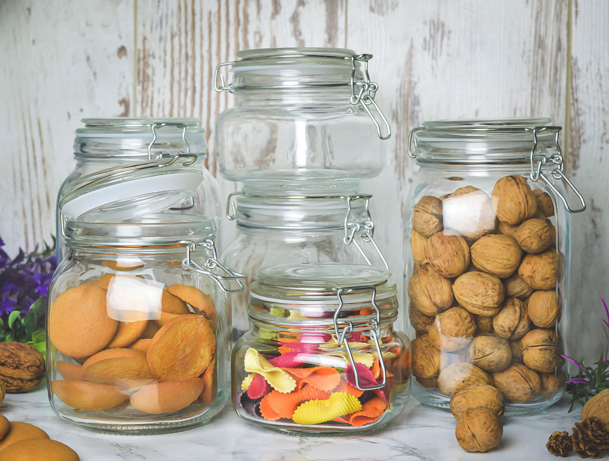 6-piece set of preserving jars 2x1.5L 2x1L 2x500ml swing top preserving jar storage jar storage jar