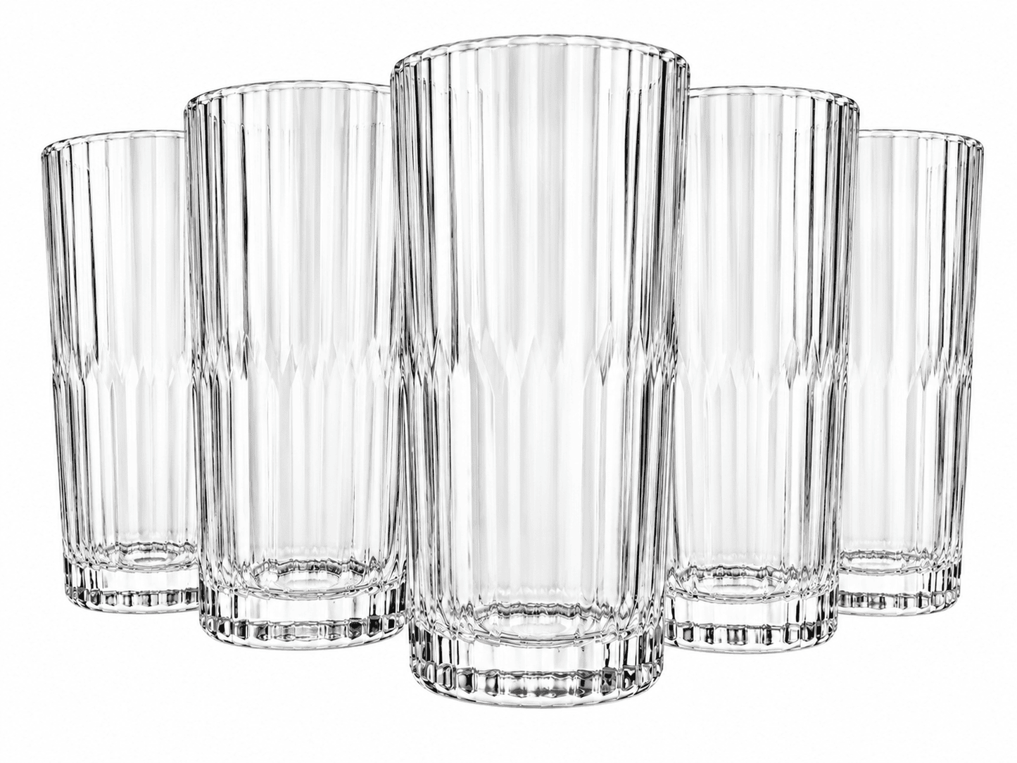 6er Set Trinkgläser 310ml Geriffelt Wassergläser Longdrinkgläser Rillenglas