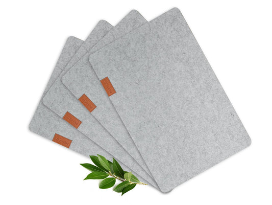4 Tischuntersetzer aus Filz 43x23cm Platzmatte Tischset Platzset Tischmatte Telleruntersetzer Hellgrau