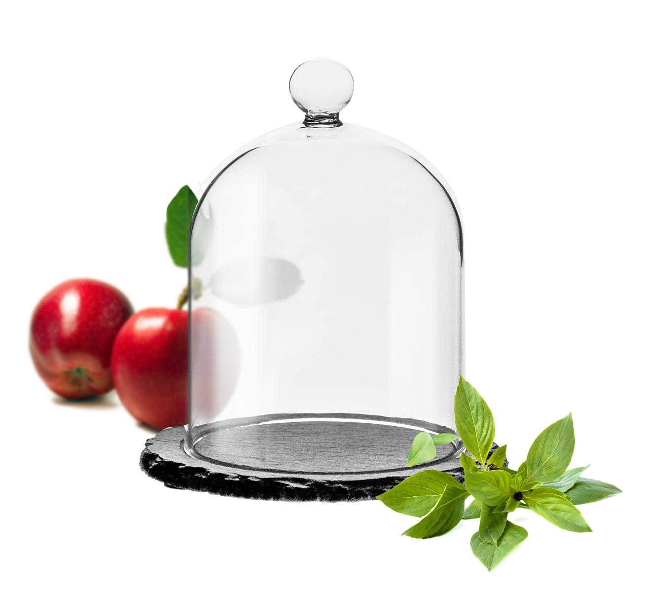Cloche en verre sur plaque d'ardoise 9x12x15cm hotte en verre dôme en verre cloche hotte en verre