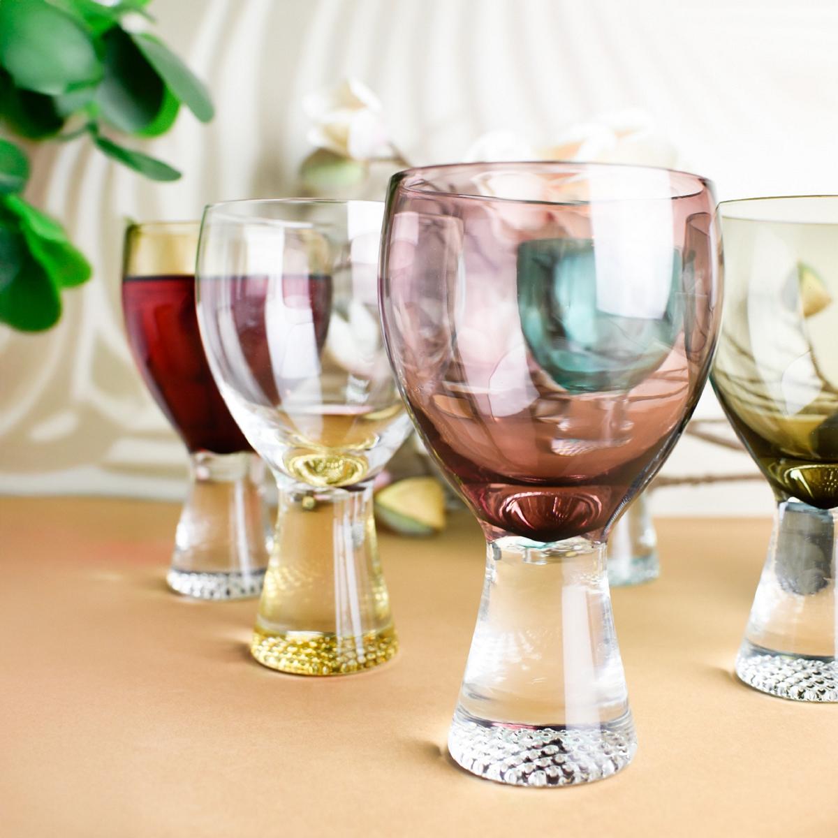 6 bunte Weingläser 300ml auf Fuß Rotweingläser Weißweingläser Cocktailgläser