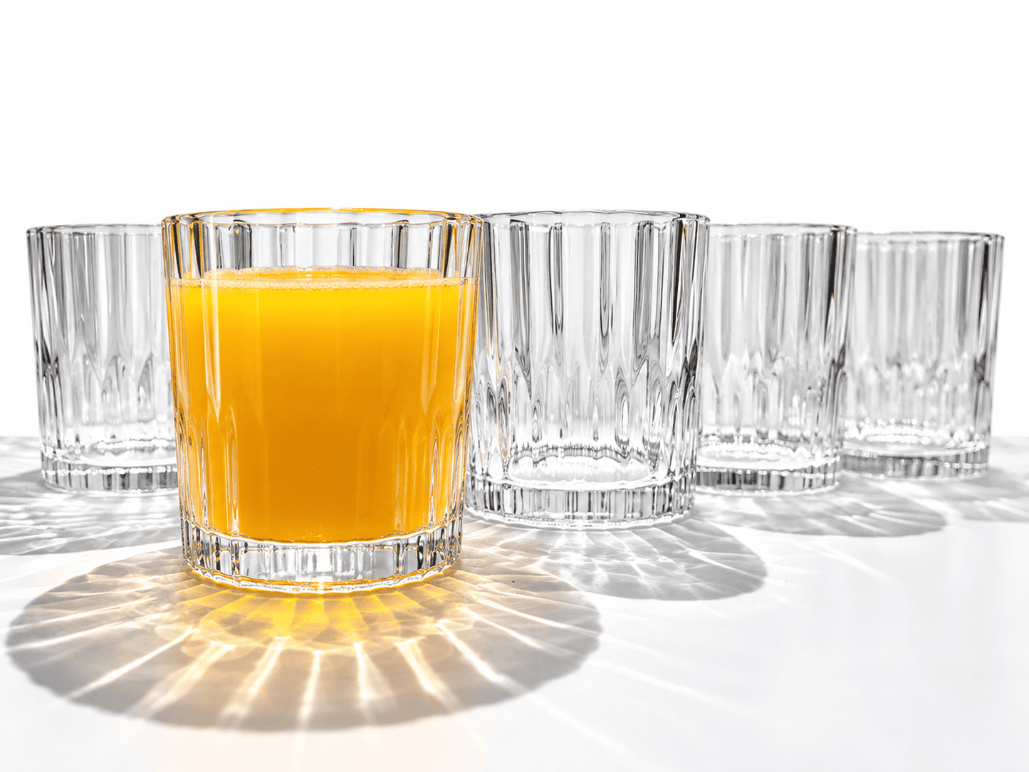 6er Set Trinkgläser 280ml Wassergläser Geriffelt Saftgläser Cocktailgläser