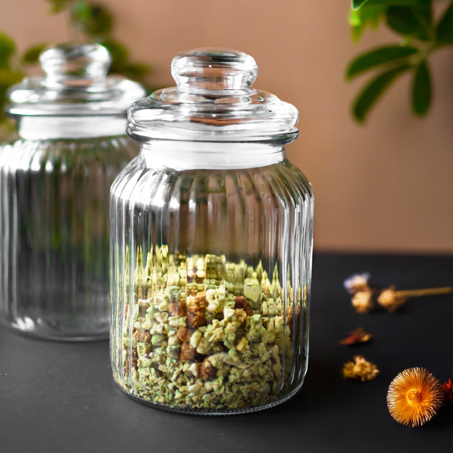 2 Vorratsgläser 1,1L mit Deckel Bonbonglas Vorratsgefäß Glasbehälter Aufbewahrungsglas Keksdose Vorratsgläser