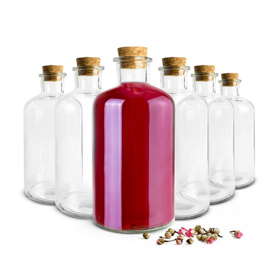 6 x Glasflaschen 500ml mit Korkenverschluss Ölflasche Likörflasche Schnapsflasche Essigflasche oder Vorratsbehälter