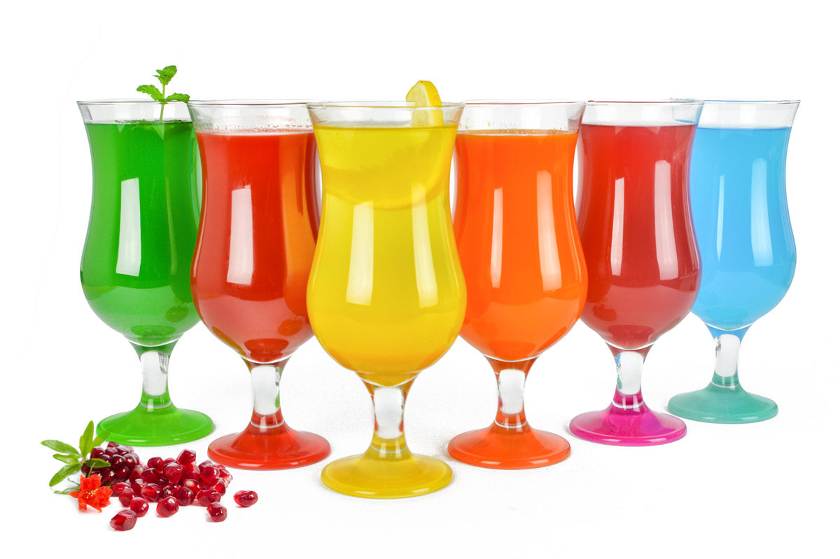 6 verres à cocktail/verres à long drink/verres à boisson Hurricane 480 ml avec base colorée