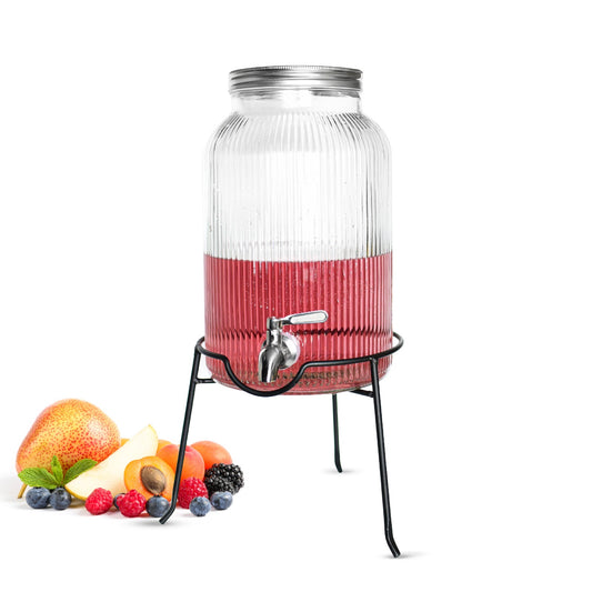 Getränkespender 5 Liter mit Zapfhahn aus Edelstahl Ständer Wasserspender Saftspender Dispenser