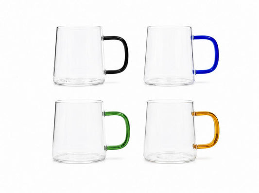 4er Set Glastassen 290 ml Borosilikatglas Kaffeetasse Teegläser Bunt