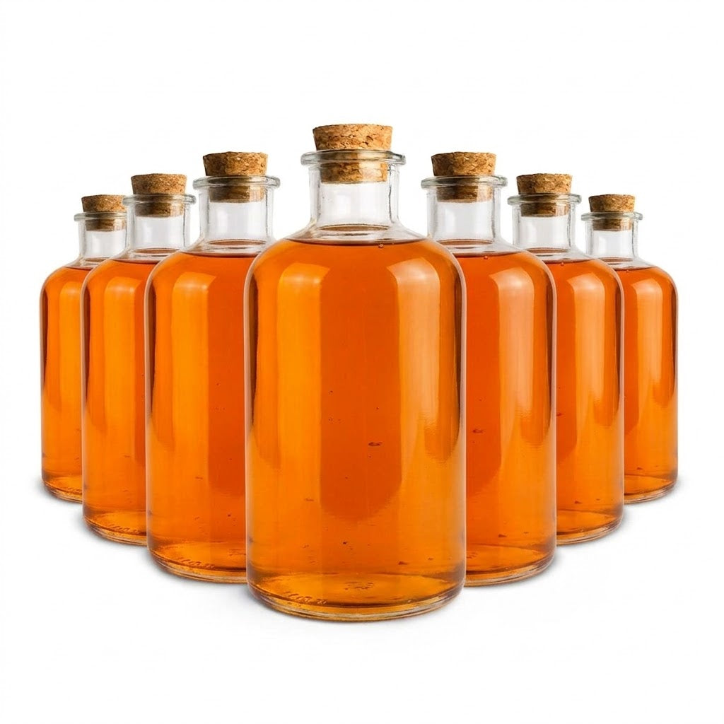 6 x Glasflaschen 250ml mit Korkenverschluss Ölflasche Likörflasche Schnapsflasche Essigflasche oder Vorratsbehälter