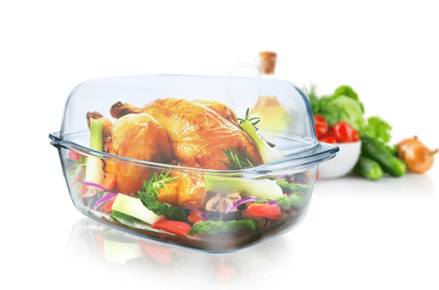 XXL glass roaster 7.0 L with lid casserole dish glass cookware oven dish Made in EU