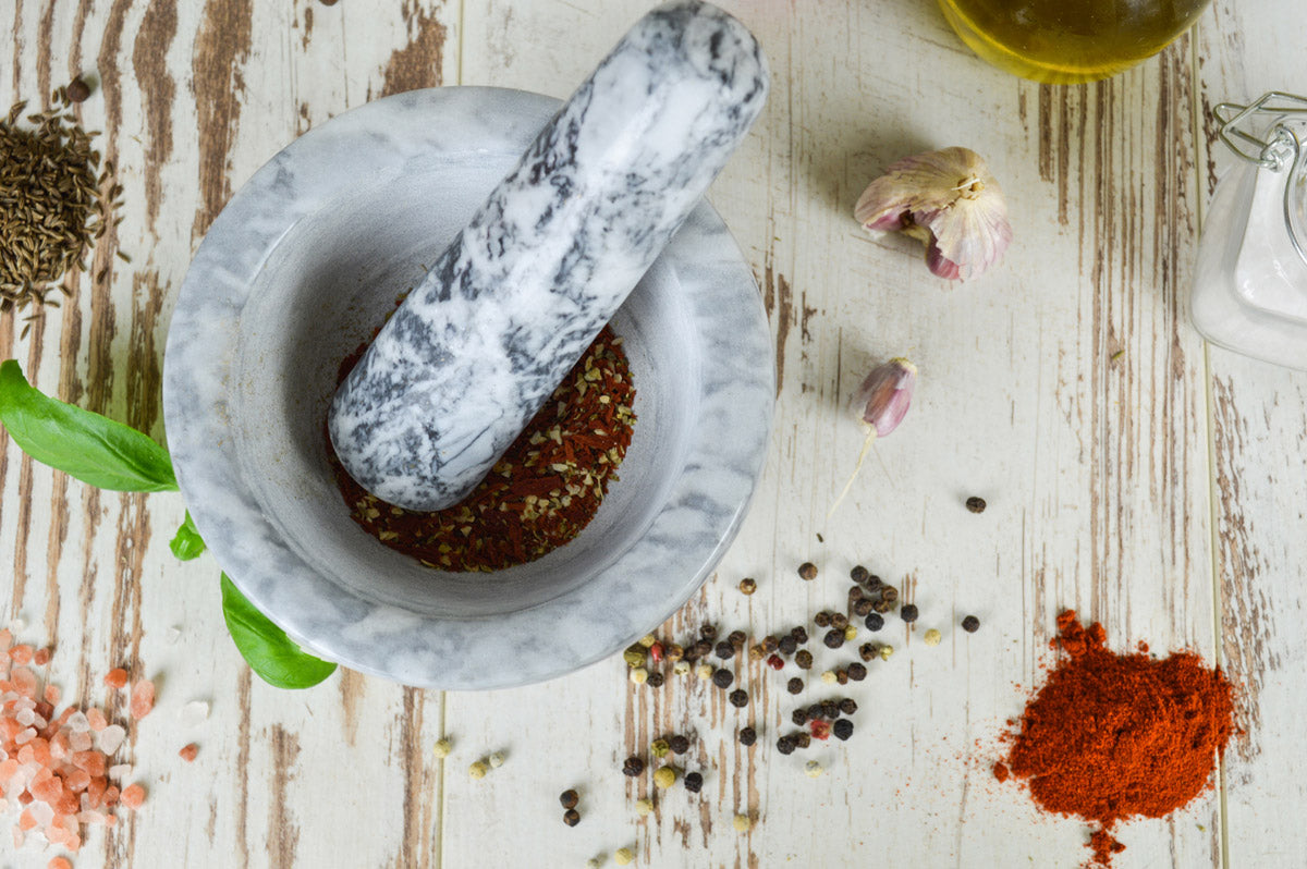 Mortar with pestle 2 pieces made of marble Ø13 Schlegel crusher spice mortar 2.3 kg
