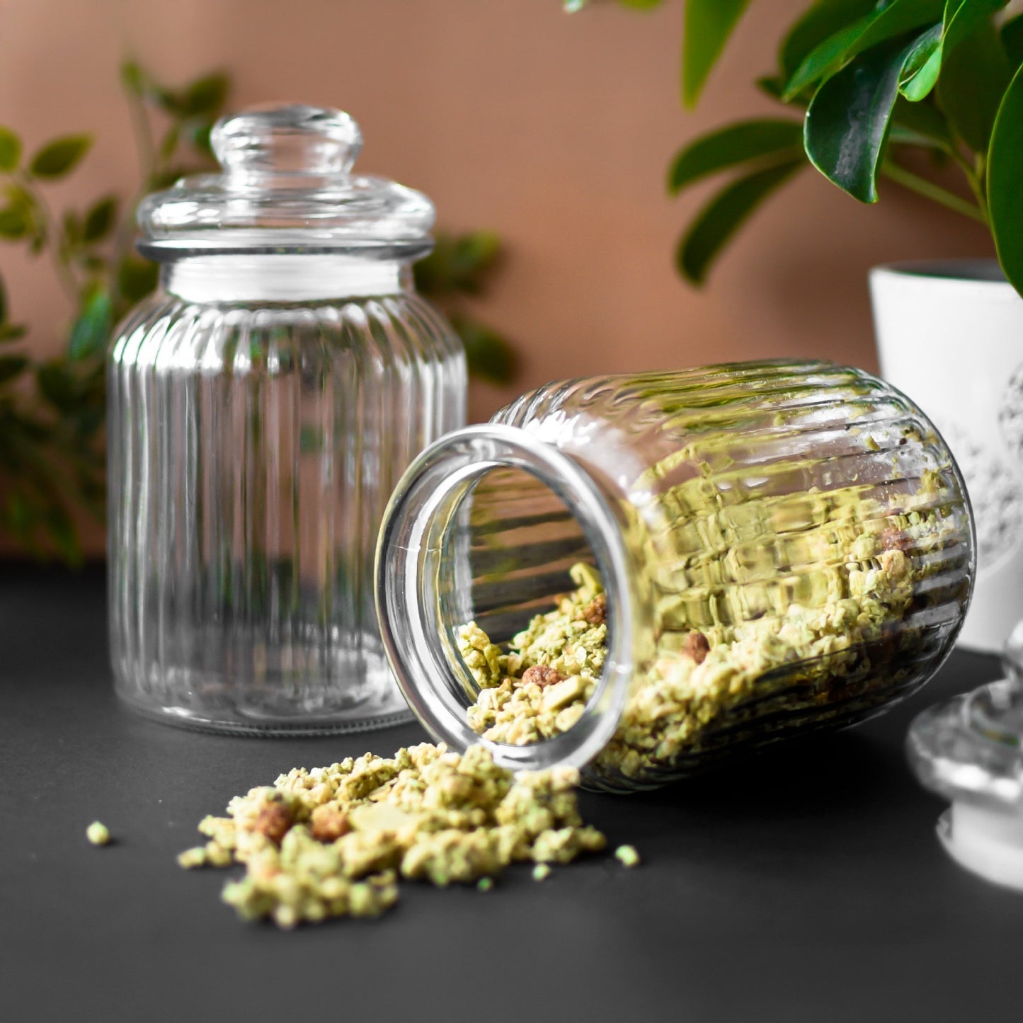 2 Vorratsgläser 1,1L mit Deckel Bonbonglas Vorratsgefäß Glasbehälter Aufbewahrungsglas Keksdose Vorratsgläser