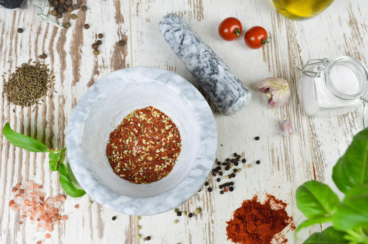 Mortar with pestle 2 pieces made of marble Ø13 Schlegel crusher spice mortar 2.3 kg