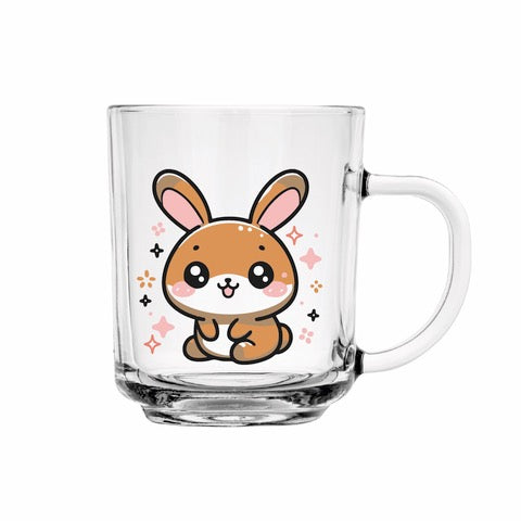 6er Set Trinkgläser mit Tiermotiv – Hund, Katze, Kaninchen – 230ml Gläser mit Henkel – Buntes Pressglas – Spülmaschinengeeignet – Kindergläser für Kinder & Erwachsene