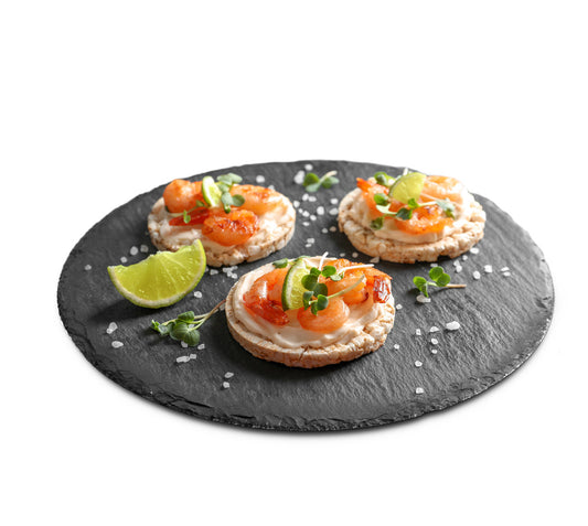 Sendez® Schieferplatten Set Ø30cm Servierplatte Käseplatten Untersetzer Käseplatte 2-12-tlg.