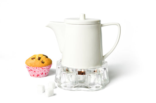 Théière en porcelaine avec cafetière plus chaude, théière en porcelaine