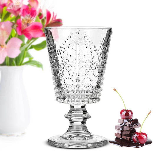 6 wine glasses with relief 280ml on foot red wine glasses white wine glasses drinking glasses