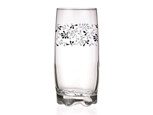 6 drinking glasses with leaf motif 350ml, soft/long drink/juice glasses