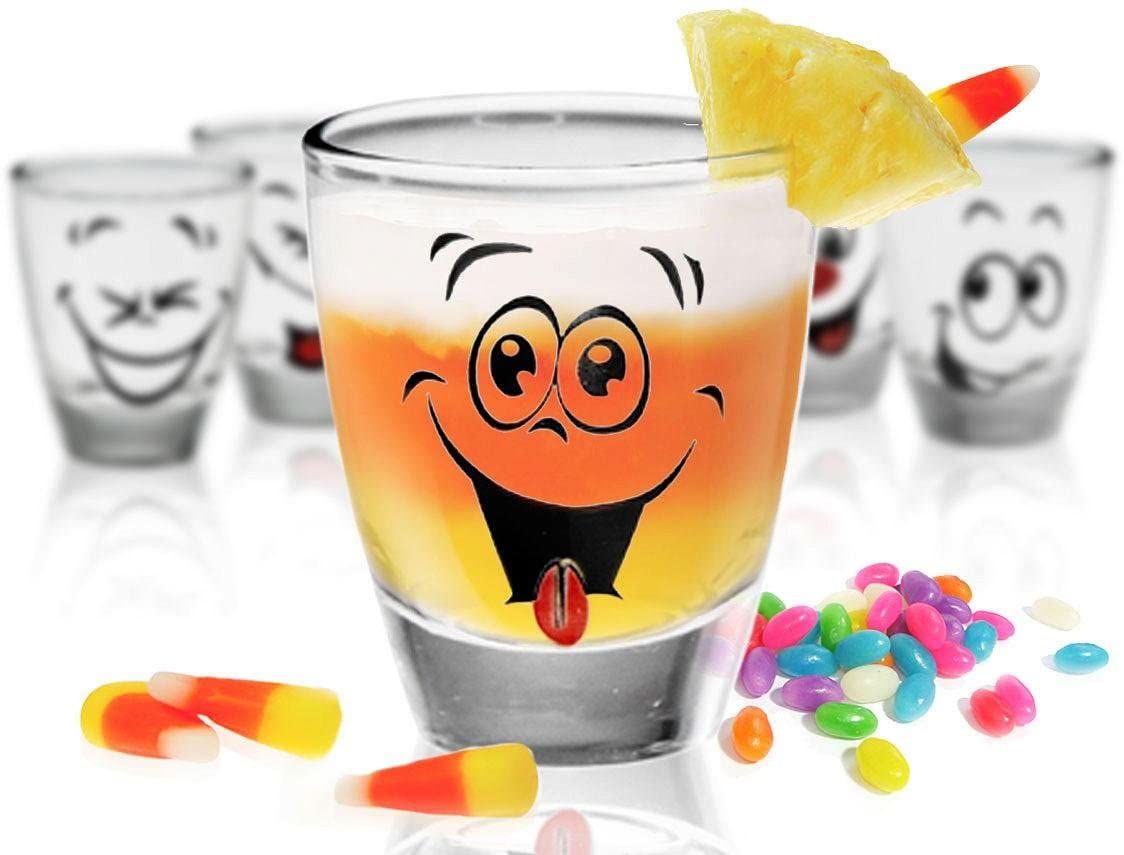 6 shot glasses with motif tequila glasses schnapps shots stamper vodka glasses humor