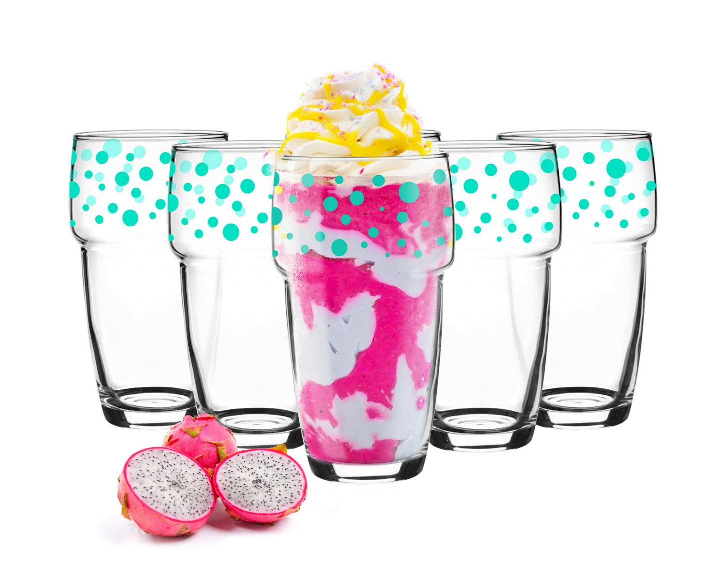 6 stackable drinking glasses 300ml coffee glasses juice glasses glasses turquoise dots