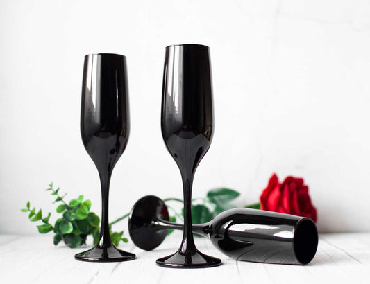 6 black champagne glasses 200ml champagne flutes champagne prosecco champagne glass prosecco glass