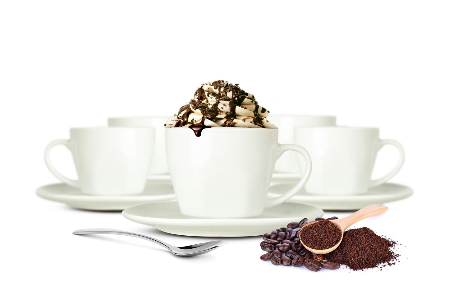 6 Cappuccino Tassen 210ml mit Unterteller aus Porzellan Kaffeetassen Teetassen