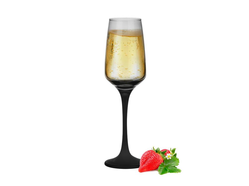 6 Sektgläser 210ml mit schwarzem Stiel Champagner Sektkelche Sektglas Proseccogläser Prosecco