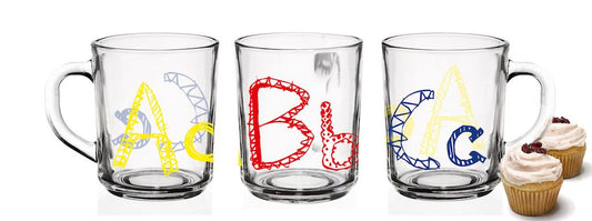 6 cups with letter motif cups 250 ml children's glasses drinking glasses juice glasses glass
