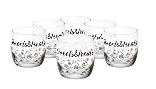 6 verres à boire 260 ml avec motif biscuits, verres à eau, verres à jus, verres à whisky