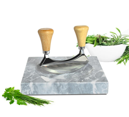 Marble herb board with chopping knife 2.7kg chopping board herb cutting board