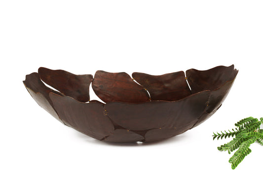 Large metal bowl decorative bowl metal basket fruit bowl table decoration brown