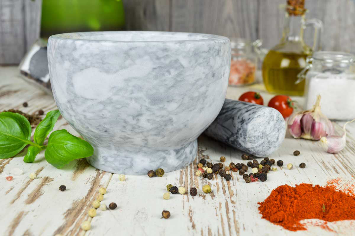 Mortar with pestle 2 pieces made of marble Ø13 Schlegel crusher spice mortar 2.3 kg