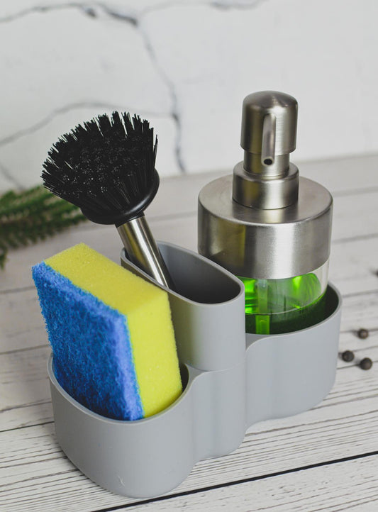 Sink organizer with detergent dispenser brush sponge kitchen organizer kitchen utensils sink rack