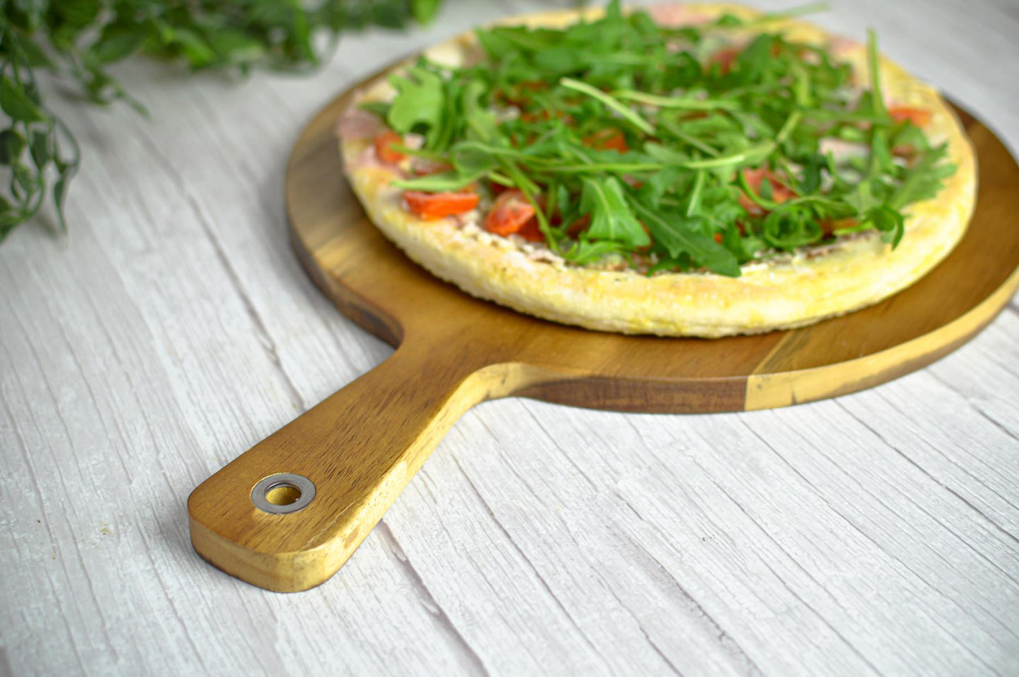 Planche à pizza avec manche en bois de manguier, planche en bois, planche à snacks, planche à fromage, planche à découper