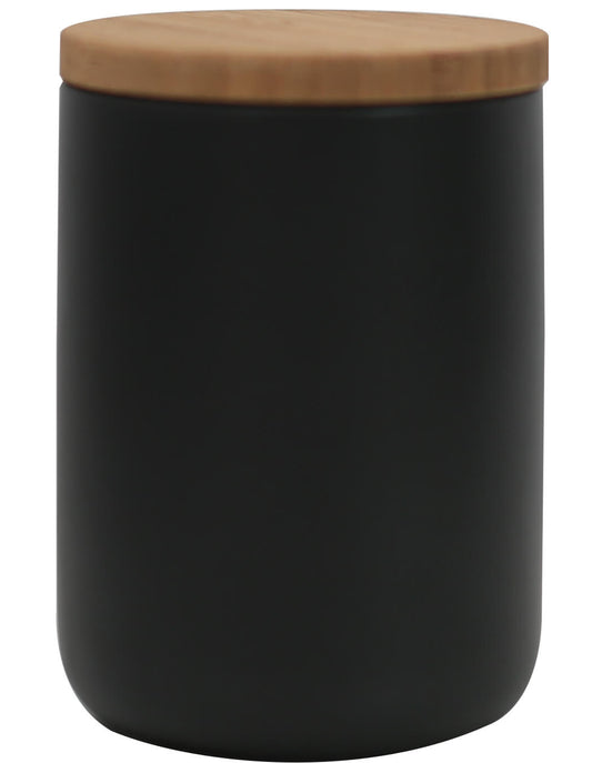 Schwarze Vorratsdose 800ml mit Holzdeckel Porzellan Vorratsbehälter Dose #5