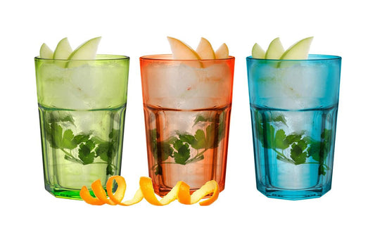6 bunte Cocktailgläser 350ml Kaffeegläser Teeggläser Longdrinkgläser Caipirinha