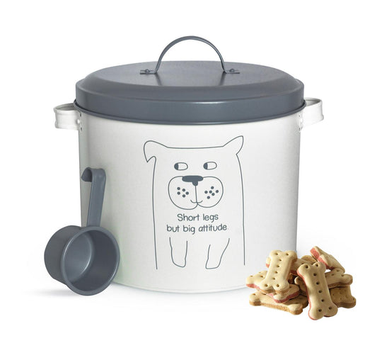 Trockenfutterdose mit Deckel und Löffel 6 Liter Mettaldose Tierfutter Vorratsdose Hundefutterbox Hund